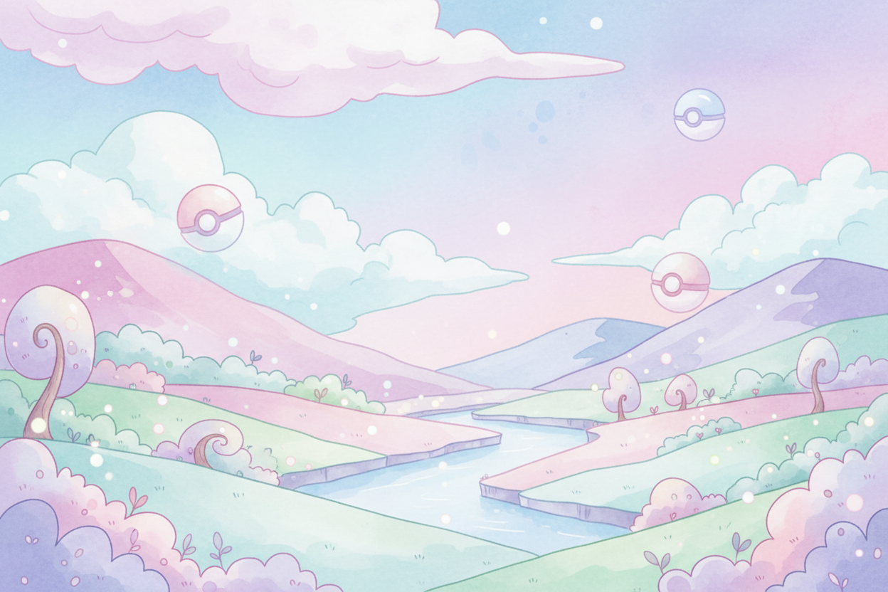 Fond calme, univers pokémon, couleur pastel